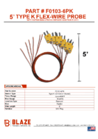 F0103-6PK Type-K, Kapton-Insulated Probe, Mini-Connector, Exposed, 5ft 30 -Gauge, 6 Pk